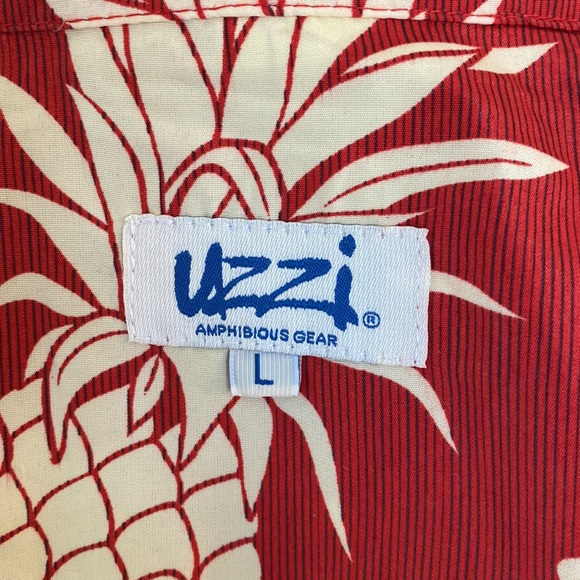 Uzzi Amphibious Gear Burnt Orange Hawaiian Button Down w/ Cream Pineapples - Picture 5 of 7